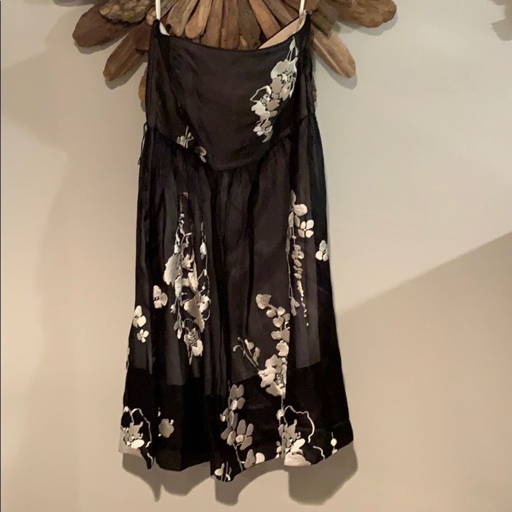 Black and light silver gray floral dress
